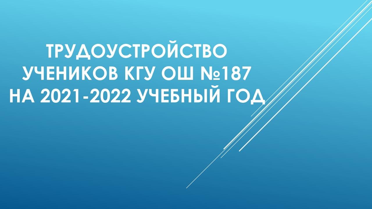 Трудоустройство учеников на 2021-2022 год