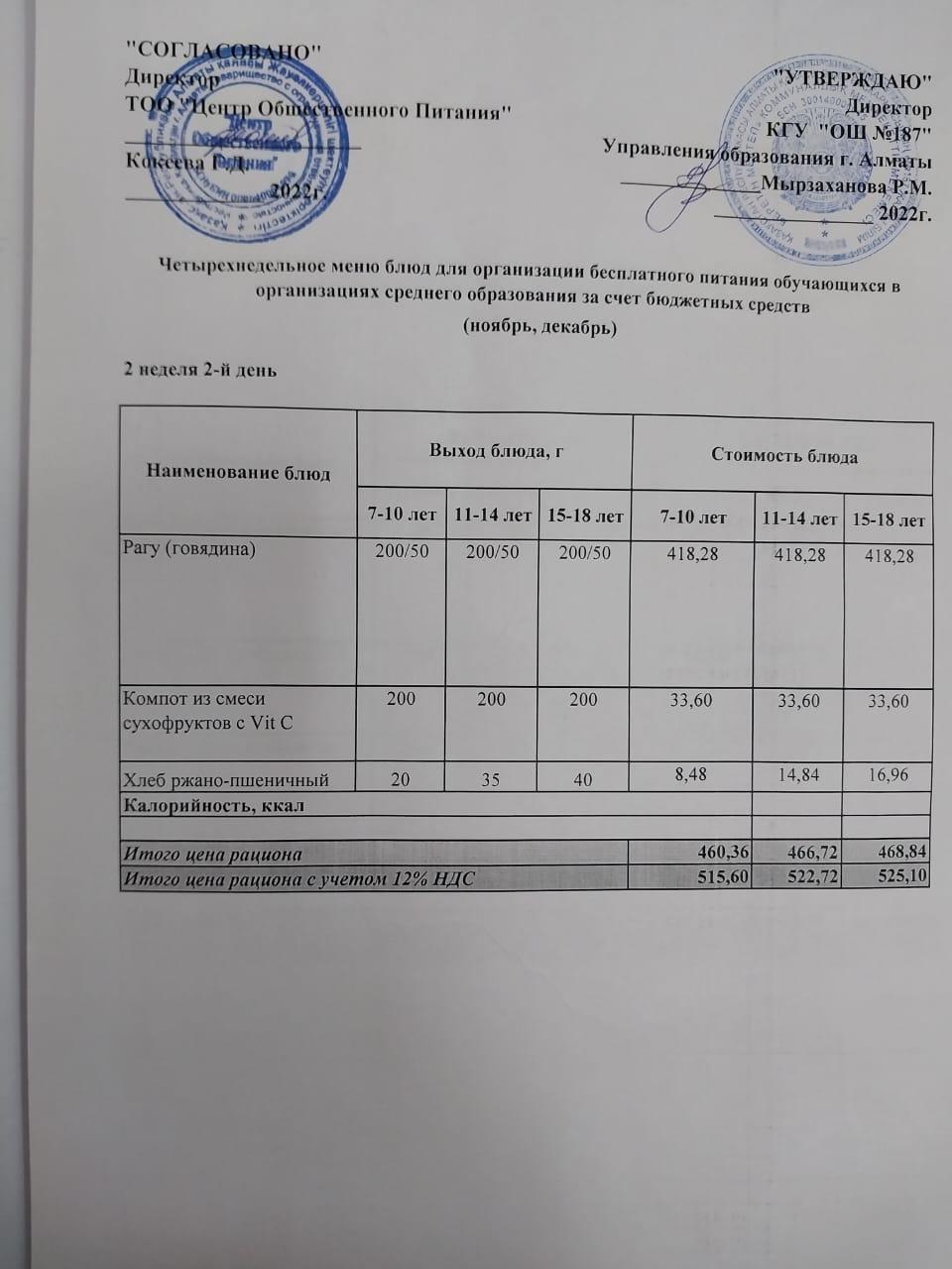 Питание Декабрь 2 неделя 2 день