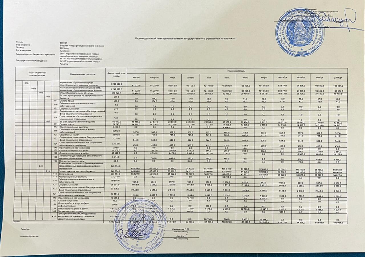 Индивидуальный план финансирования государственного учреждения по платежам