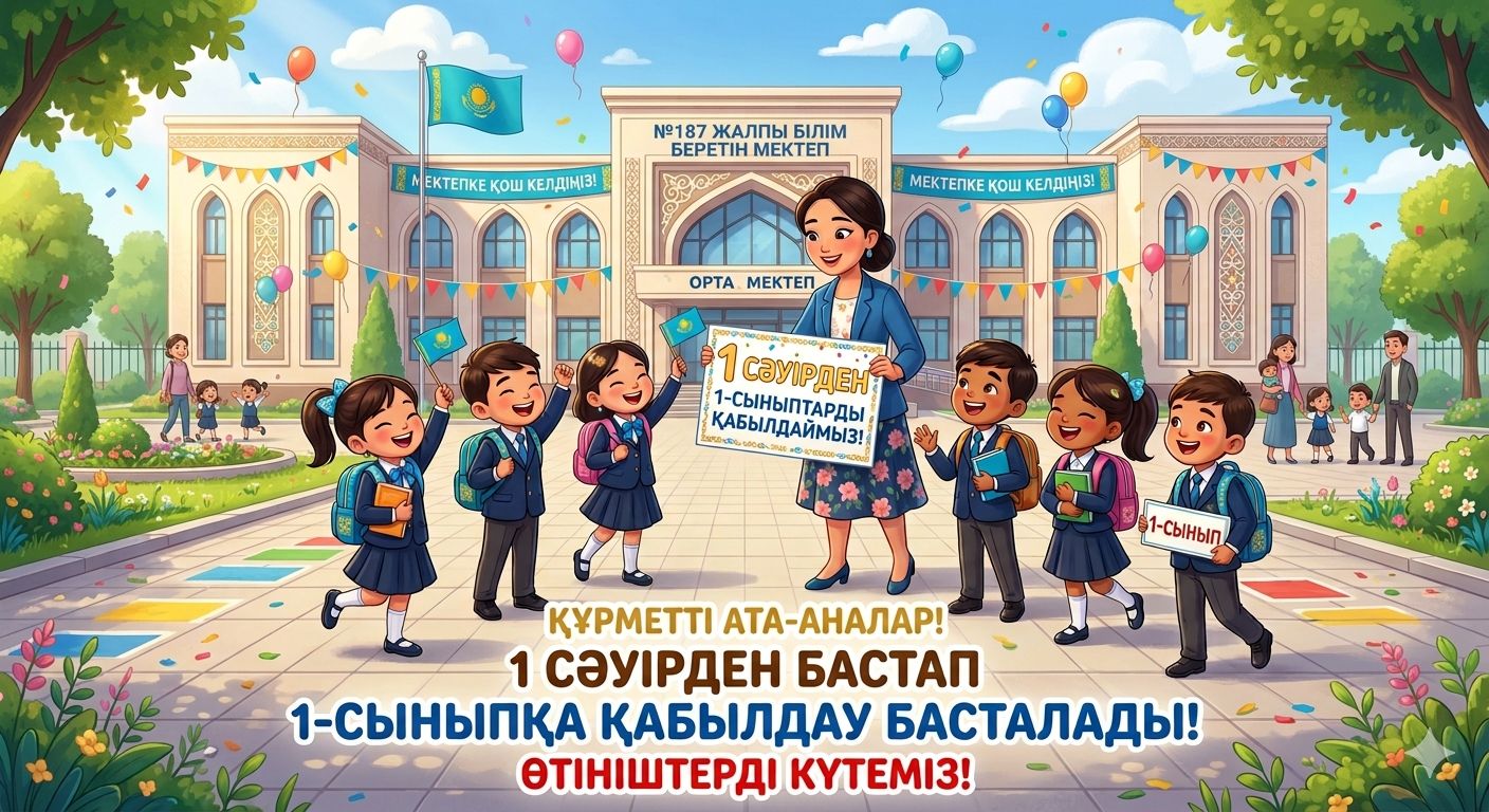 🎒С 1 апреля стартует прием документов в первый класс. 📚Согласно Закону РК “Об образовании “в 1 класс дети паступают с 6 лет по заявлению родителей. Документы можно подать посредством портала электонного правительство egov.kz.,а также бумажном виде