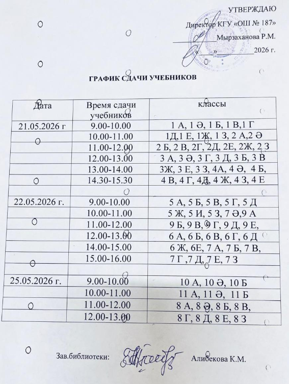 График сдачи учебников